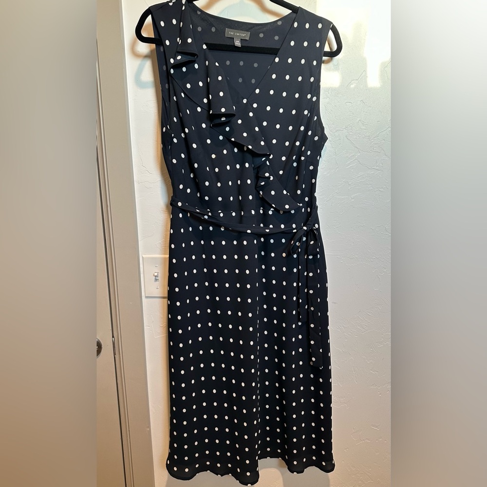 The Limited Navy and White Asymmetrical Sheath Dress